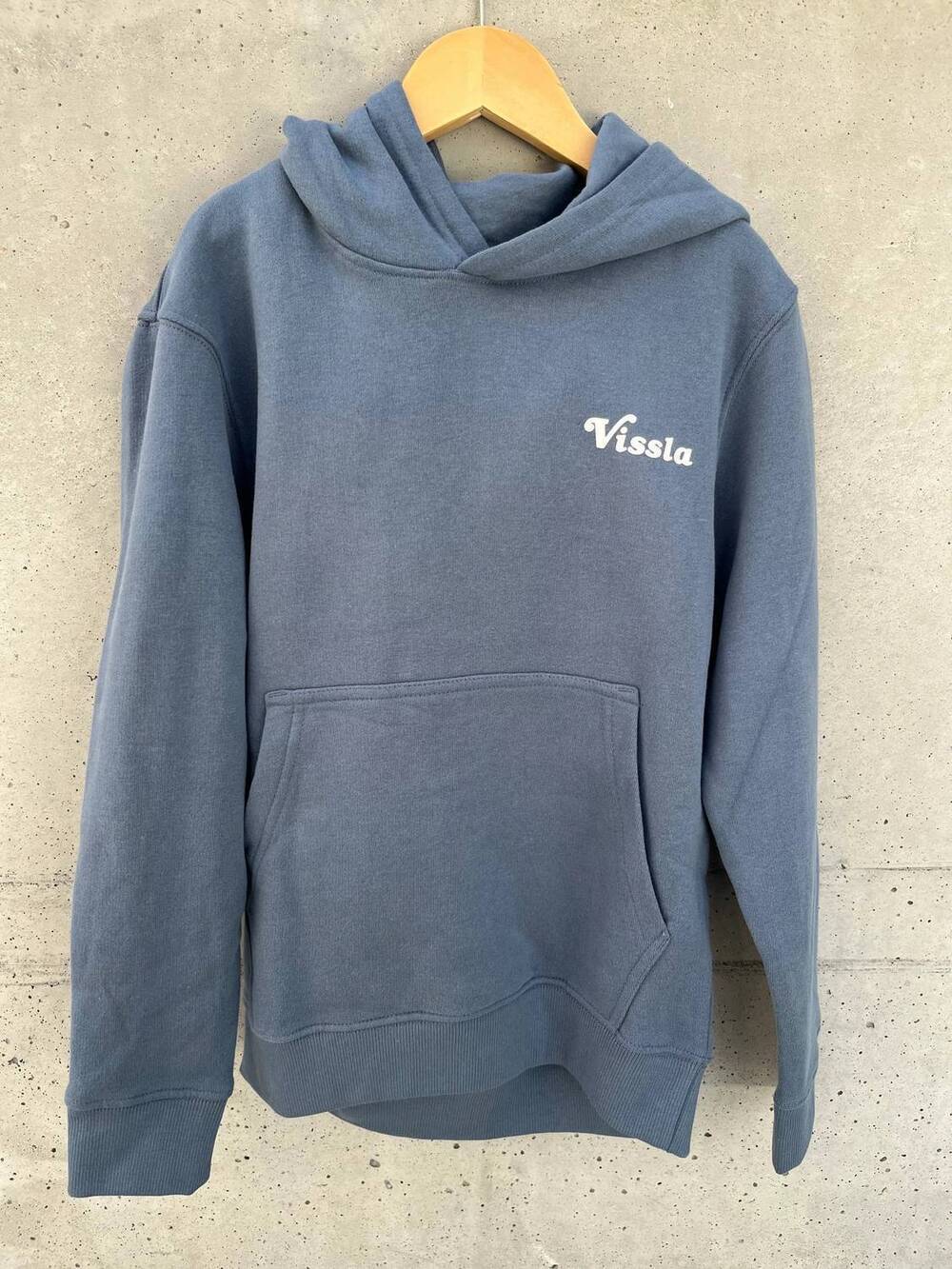 NEW VISSLA boy's offshore eco polyester hoodie in blue haze